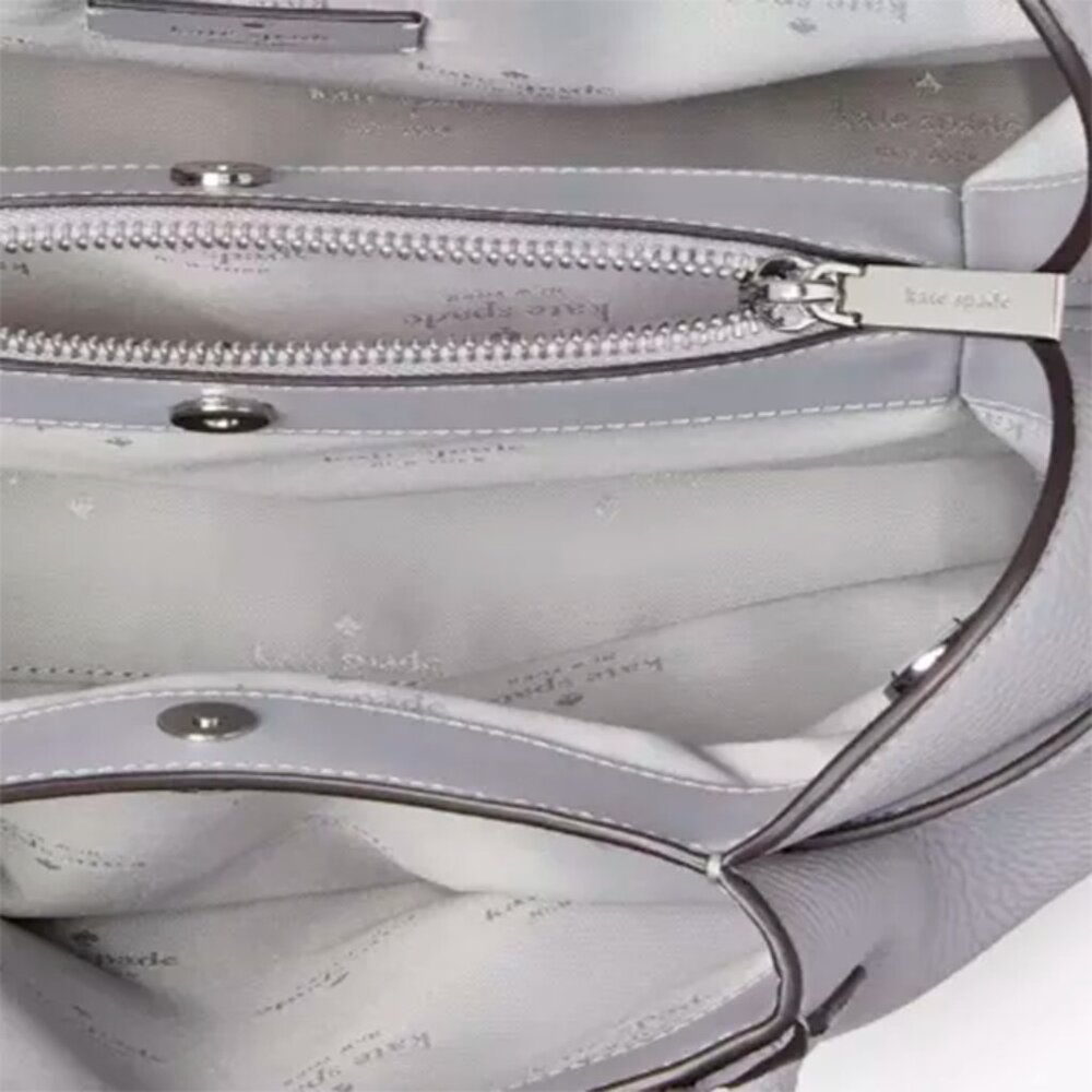 S Kate Spade Dumpling Large Gray Leather Satchel Bag K8134 Purse NWT $459 Retail - Picture 8 of 11